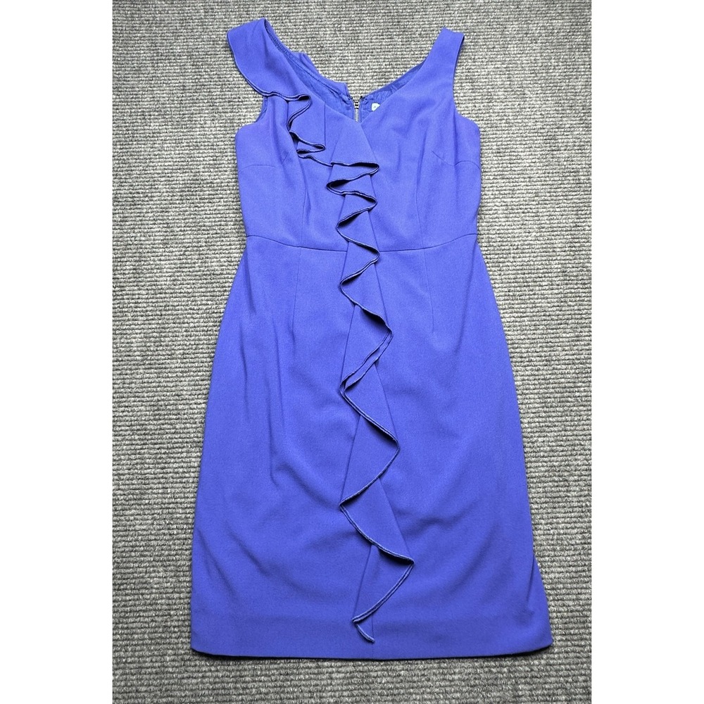 ANTONIO MELANI Royal Purple One-Shoulder Ruffle Sheath Dress